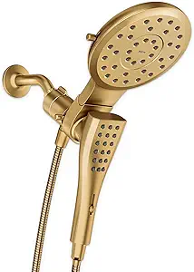 Moen Verso Brushed Gold Eight-Function 7" Diameter Spray Head and Detachable Handshower Combo with Eco Performance and 72" Hose, 220C3EPBG