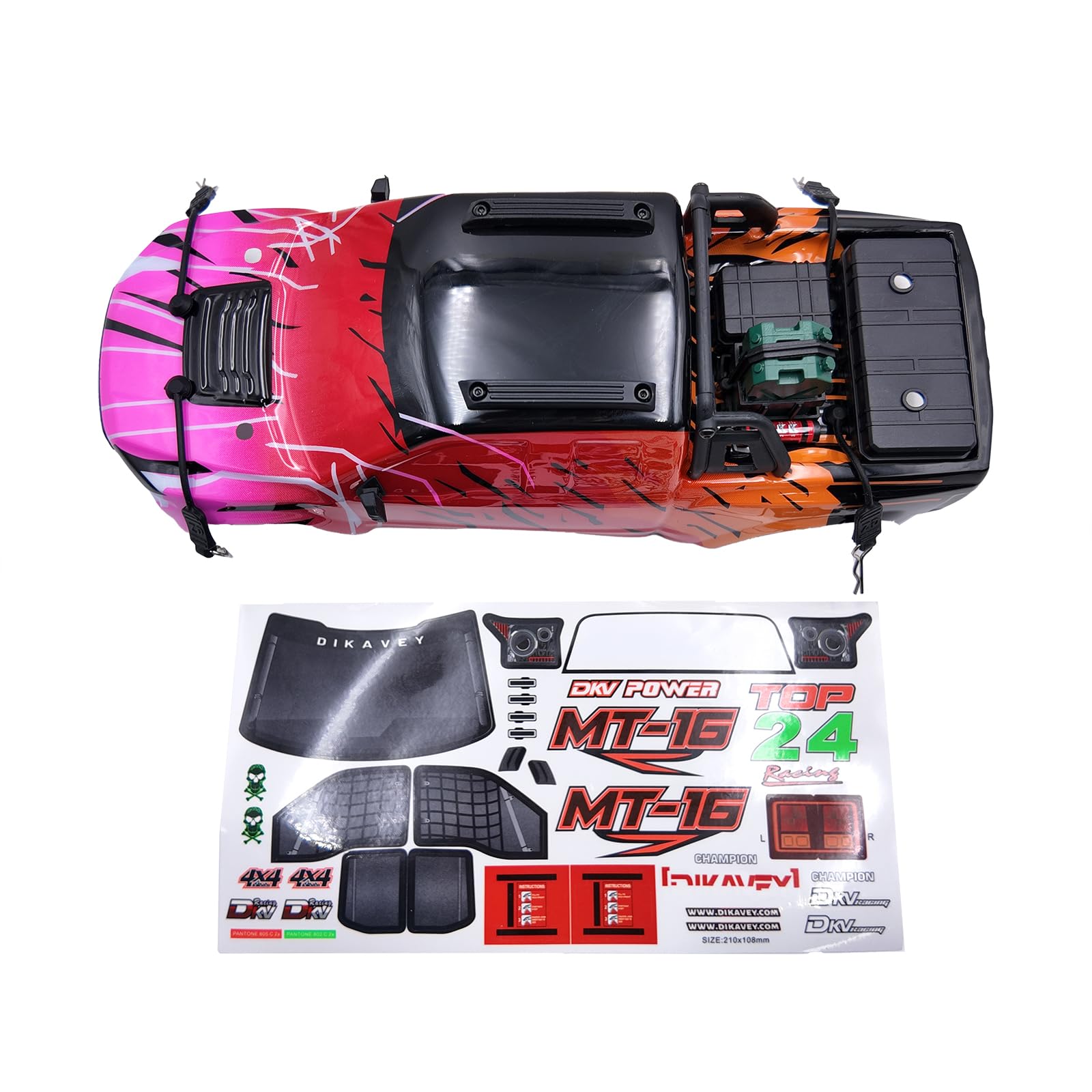 DIKAVEY RC Brushless Truck 1/16 PC Car Shell, 1PCS MT-16-Red