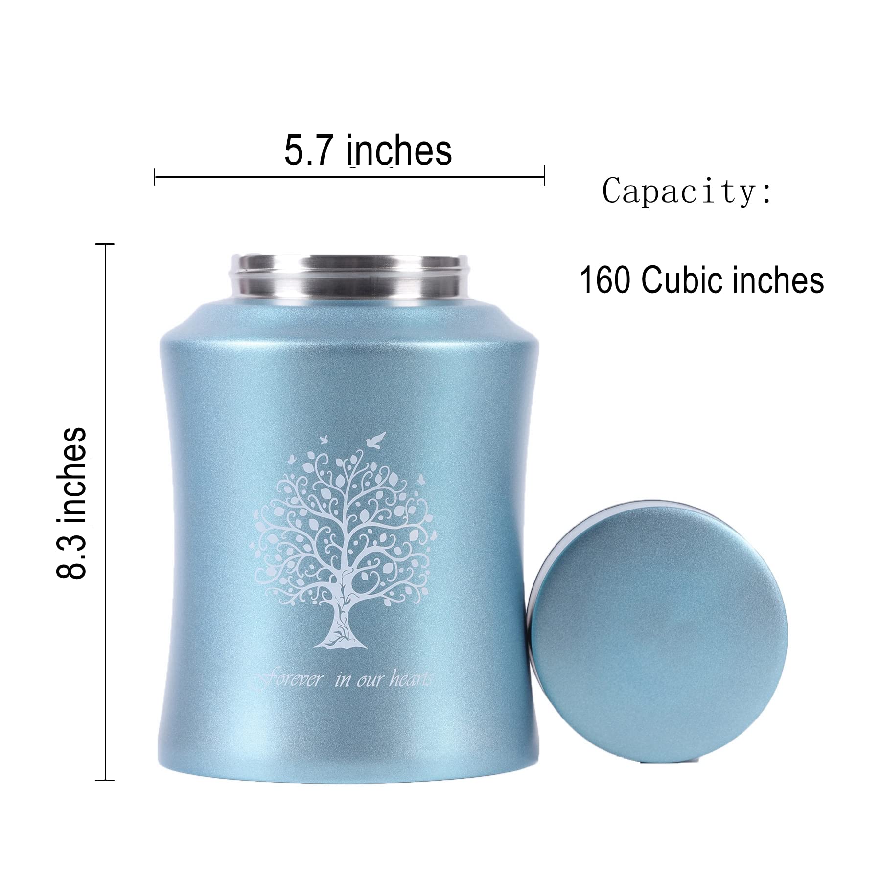 Urna Per Ceneri Umani Blu Mediterraneo – Adulto, In Metallo Lavorato A Mano, Con Coperchio Filettato E 2 Sacchetti In Velluto, Fiala Ricordi Inclusa