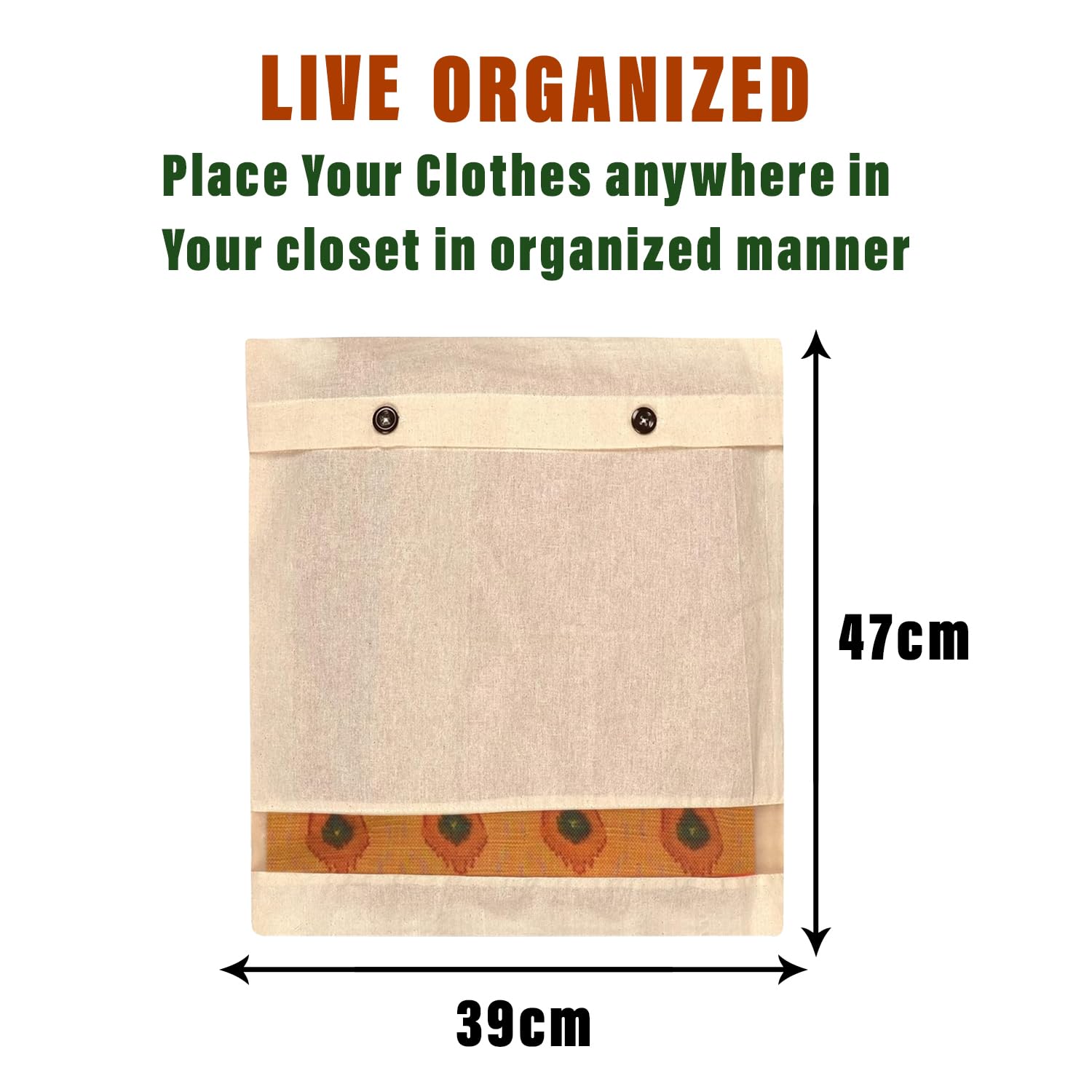 Kuber Industries Saree-Taschen | Kleidertaschen zur Aufbewahrung | Baumwoll-Kleiderschrank-Organizer | Netz-Fenstertuch-Aufbewahrungstaschen-Set | Einzelverpackung Saree-Abdeckung mit Knopf | 20 Stück
