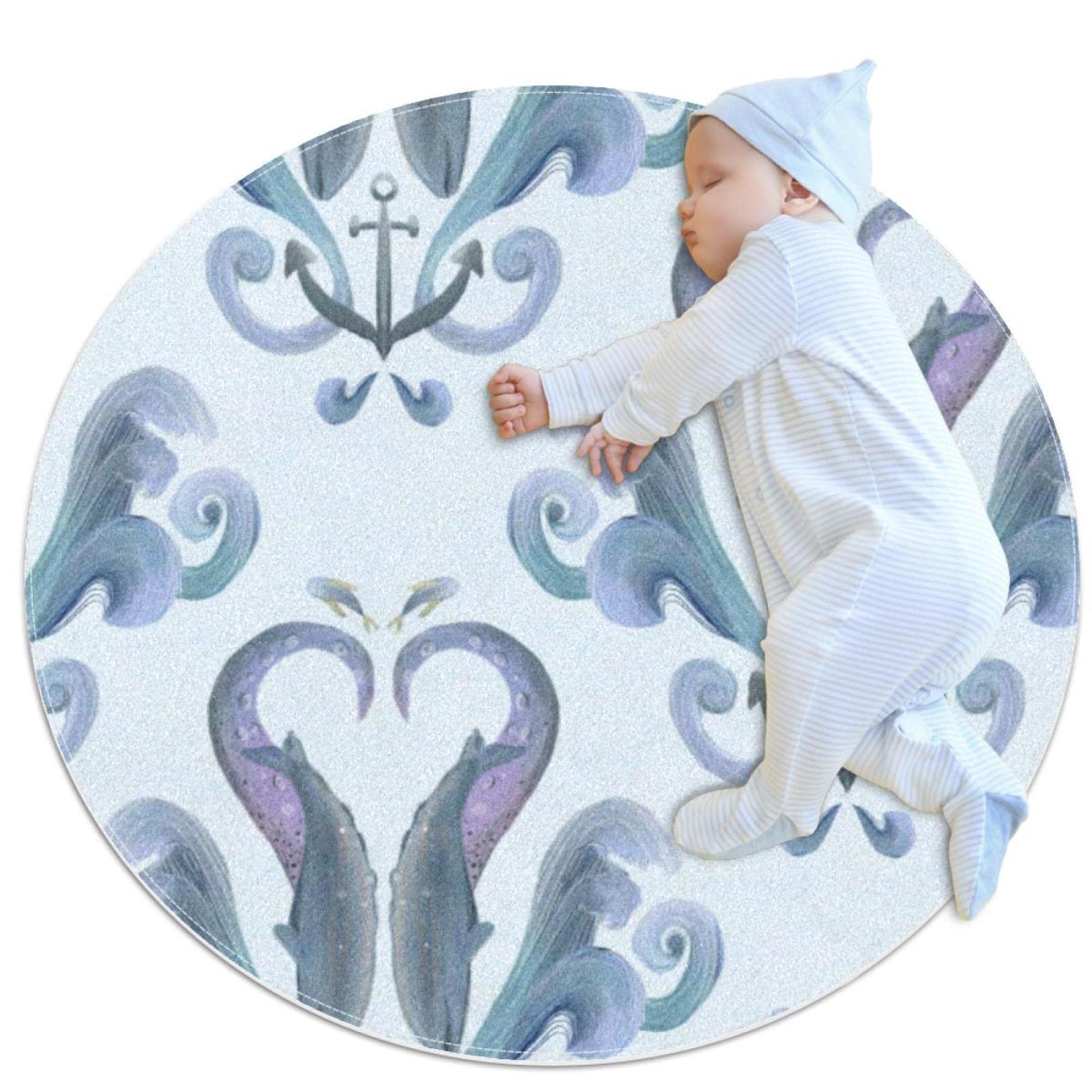 Tapis baleine bleue de 1m pour chambre d'enfant et canapé