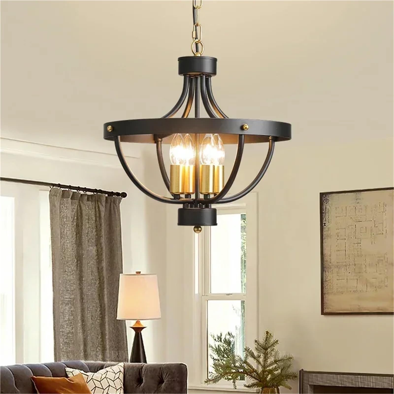 HYJAUSXB Modern Geometric Chandelier Light Fixture Pendant Lamp for Kitchen Rustic Hanging Lighting Dining Room