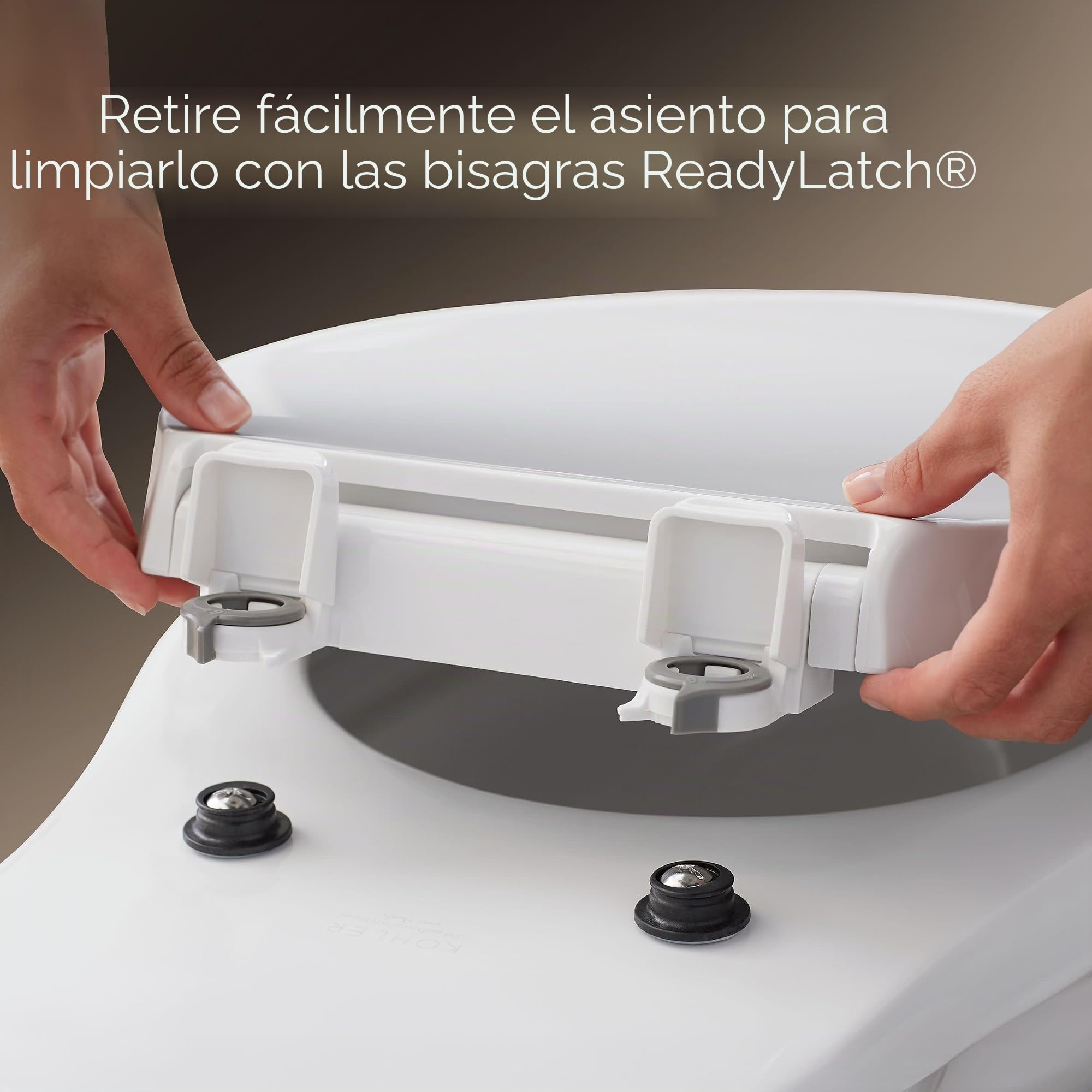 Kohler 4636-RL-96 Cachet READYLATCH Asiento de inodoro alargado de cierre silencioso, galleta