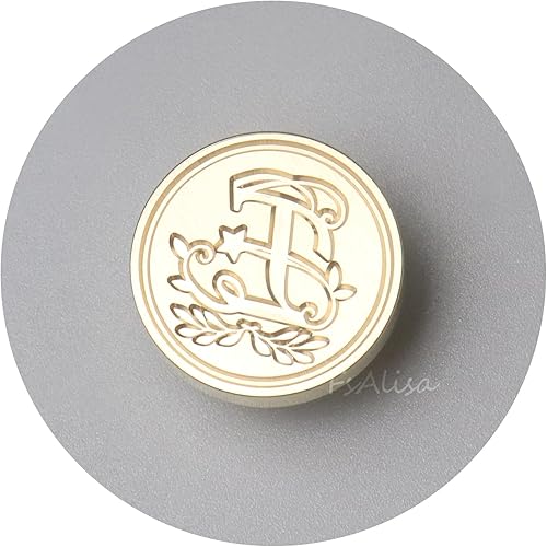 Miniatura 2 de fsalisa Sello de cera con cabeza de sello del alfabeto, solo sin mango, cabeza de latón extraíble de 0.98 pulgadas, ideal para adornar tarjetas,
