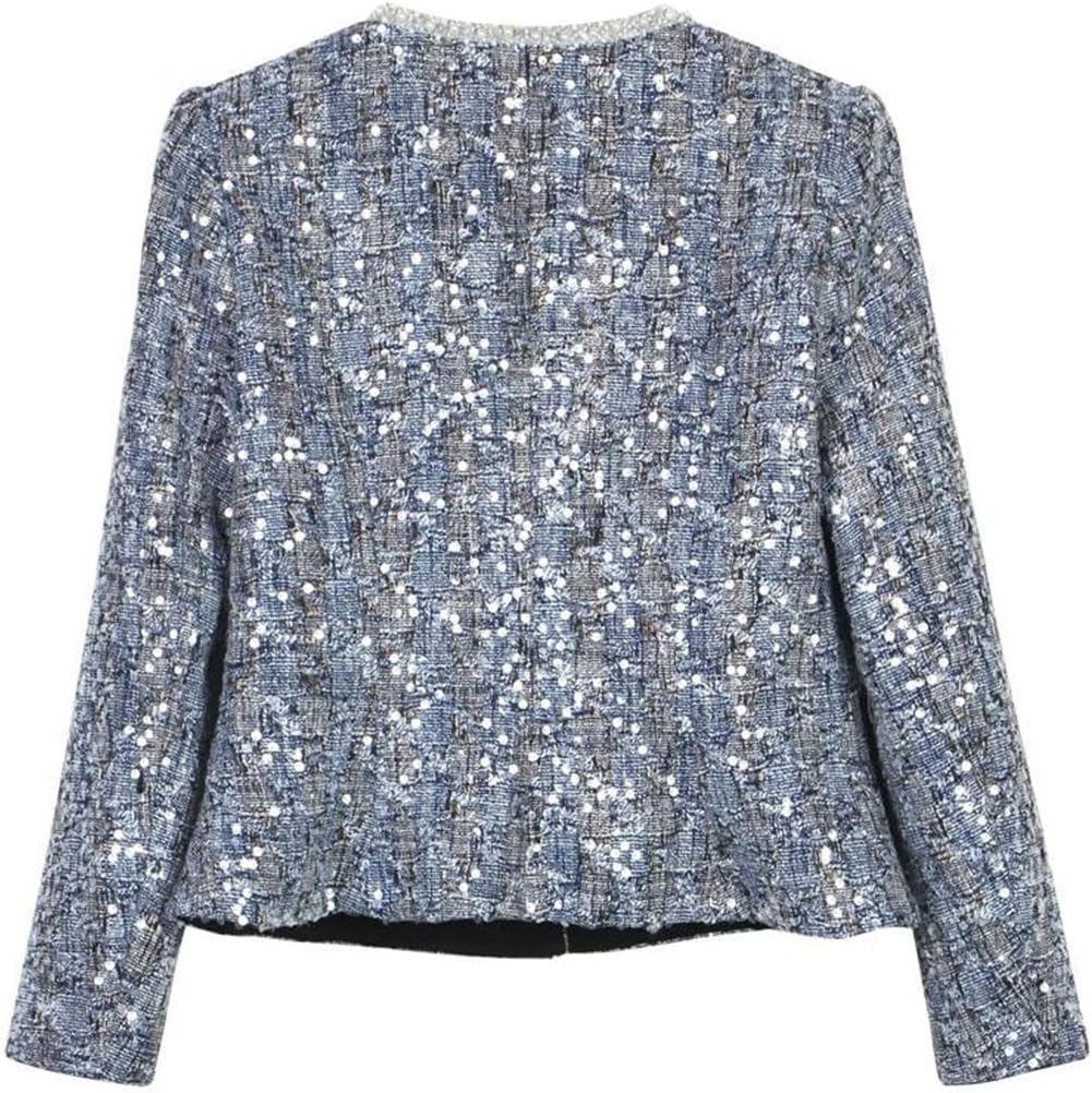 Women Jacket Skirt Two-Piece Suit Pearl Sequin Two-Piece Set
