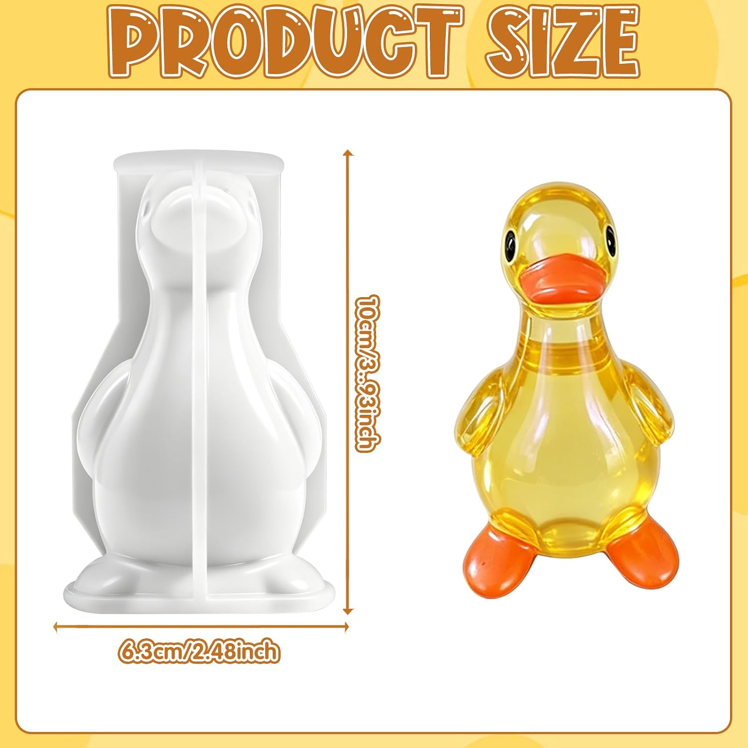 3D Duck Silicone Mold for Resin, Cute Animal Epoxy Casting Molds with Easy Release, DIY Craft Stress Relief Toy, Soap Candle Making & Home Decor Crafts