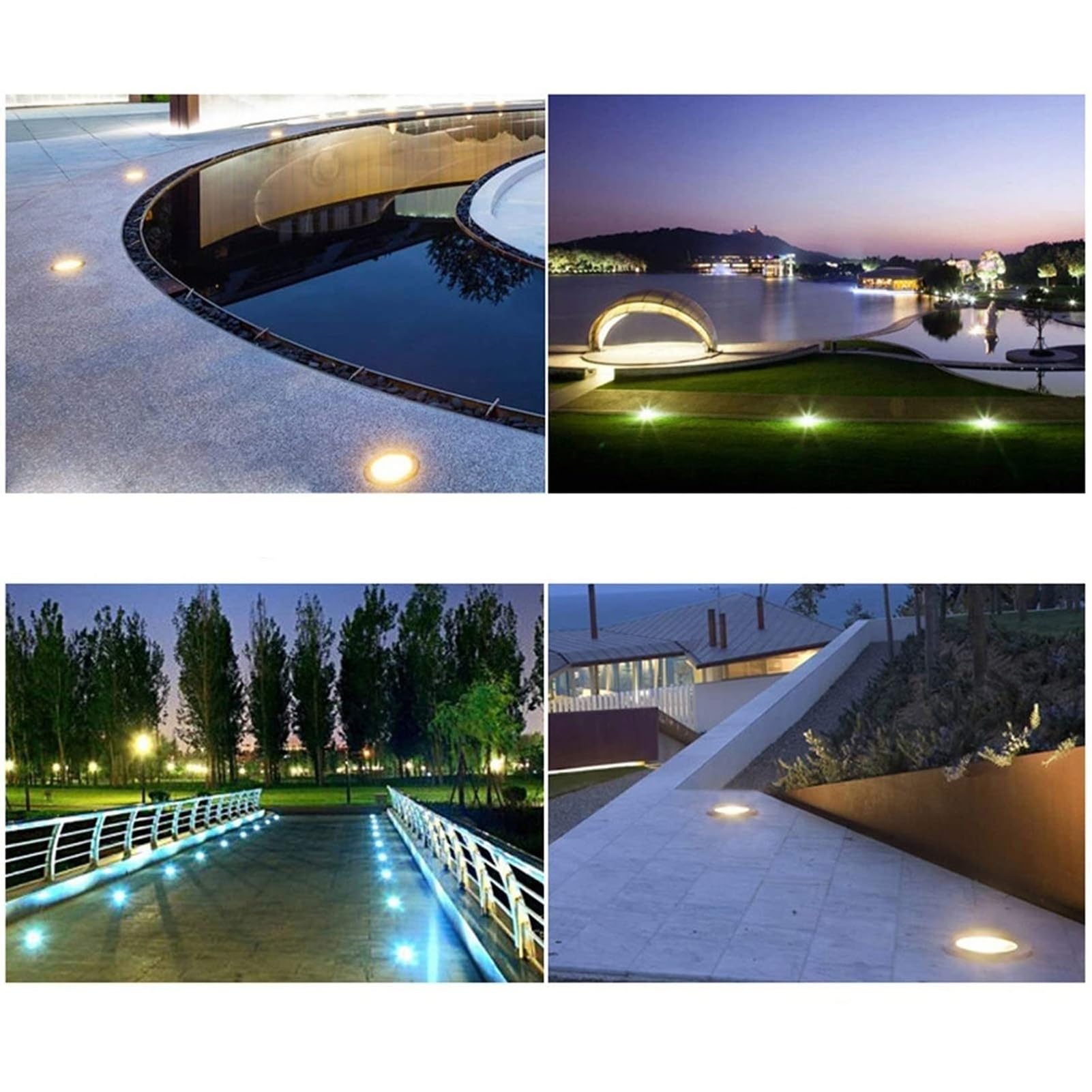 Luz LED sumergible - Foco empotrable for exteriores, Foco LED empotrable for exteriores de acero inoxidable de 24 V, Focos empotrados bajos impermeables IP68 for jardín, patio, iluminación de pa