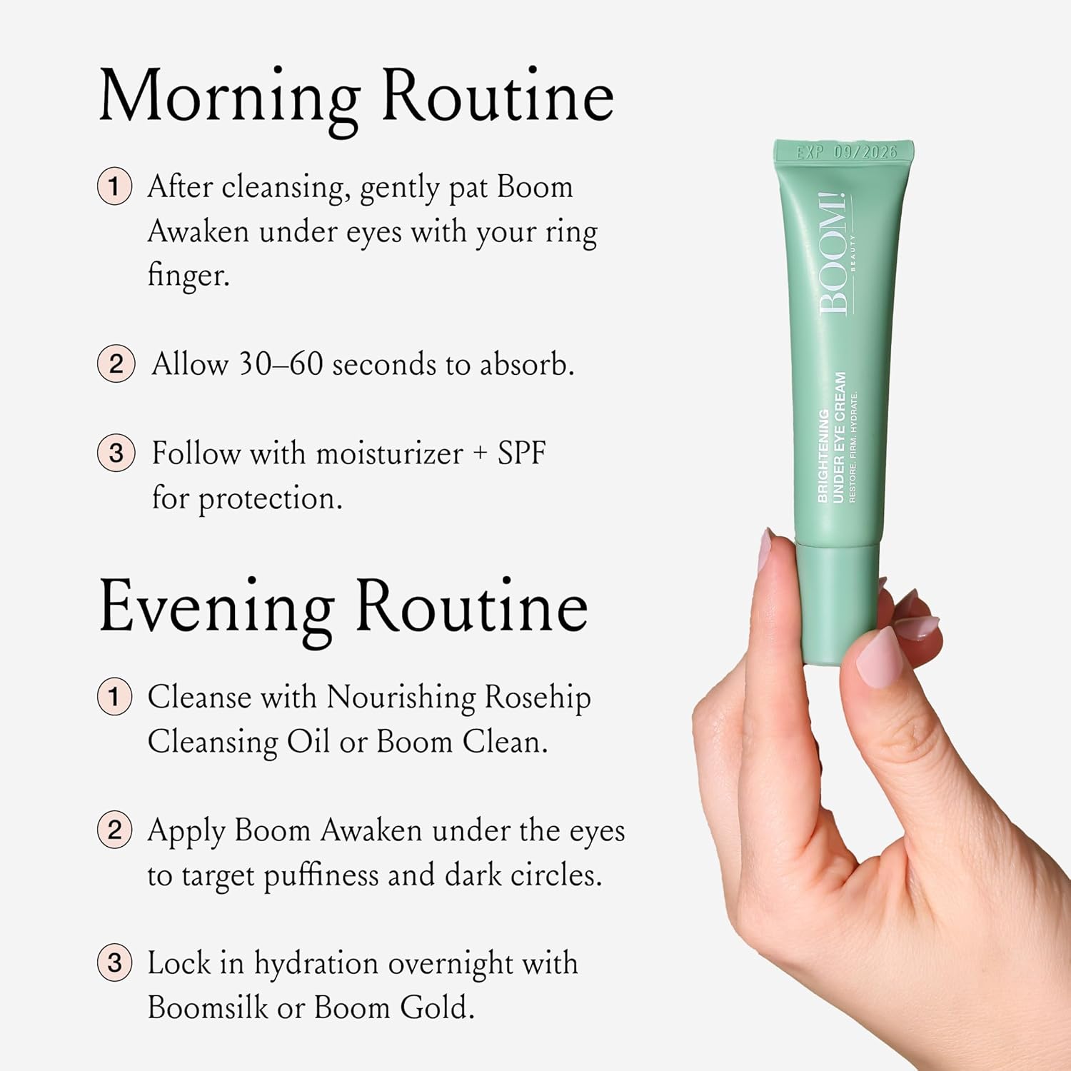 Boom Awaken Cooling Under Eye Cream - Targets Puffiness & Uneven Tone with Vitamin C, Licorice Root, Wild Mint, Green Tea & Hyaluronic Acid - Lightweight, Refreshing, Vegan Formula - 0.5 oz - Image 7