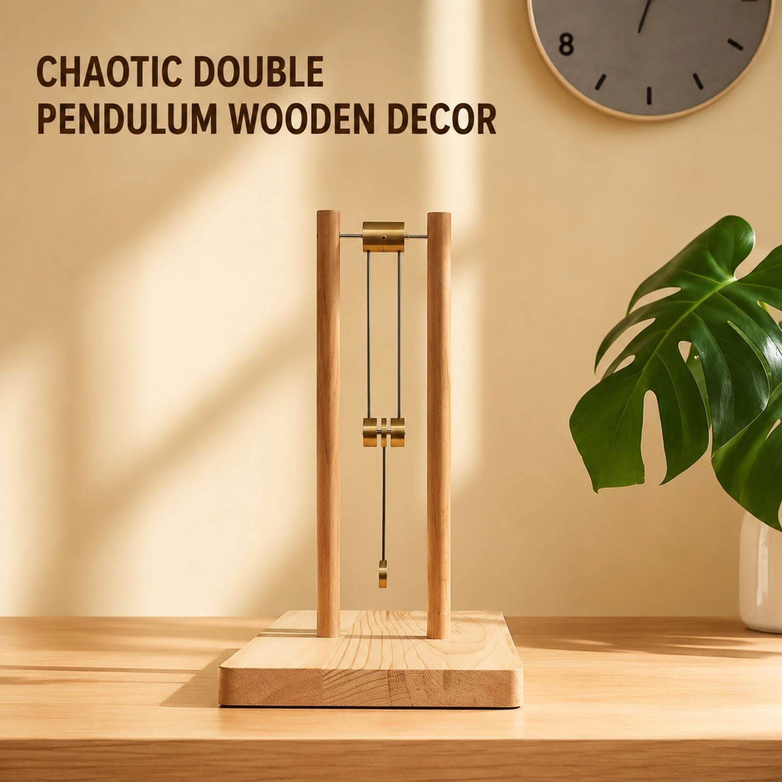 Adorno Escritorio péndulo Doble del Caos, Modelo energía cinética Madera | Tamaño la base 30 × 16 cm, juguete escritorio péndulo escultura, modelo demostración física, for oficina casa, alivio del