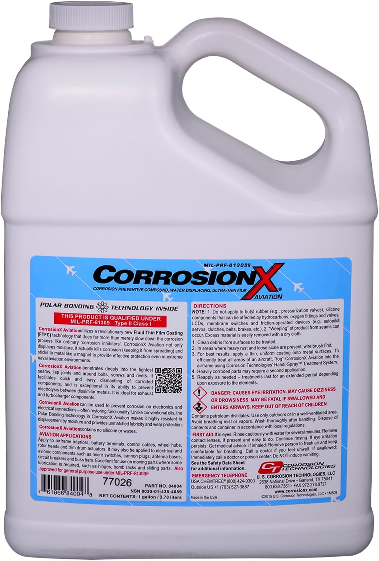 CorrosionX Aviation, Long-Lasting Polar Bonding Anti-Corrosion Aviation-Grade Spray, Displaces Moisture, Instantly Stops Corrosion, Self-Healing Protection for Aircraft & Electronics, 1 Gallon