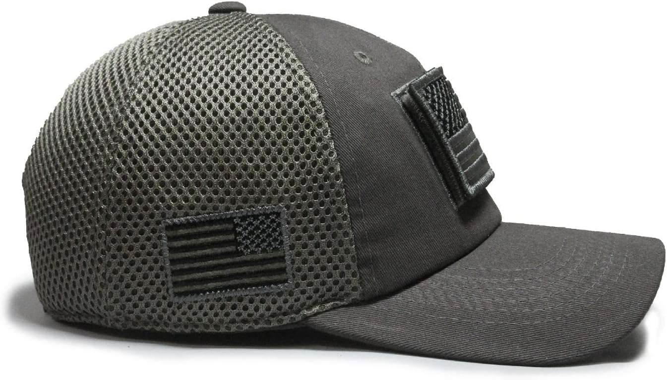USA Flag Hat Gray Detachable Patch Micro Mesh Tactical Cap - Image 5