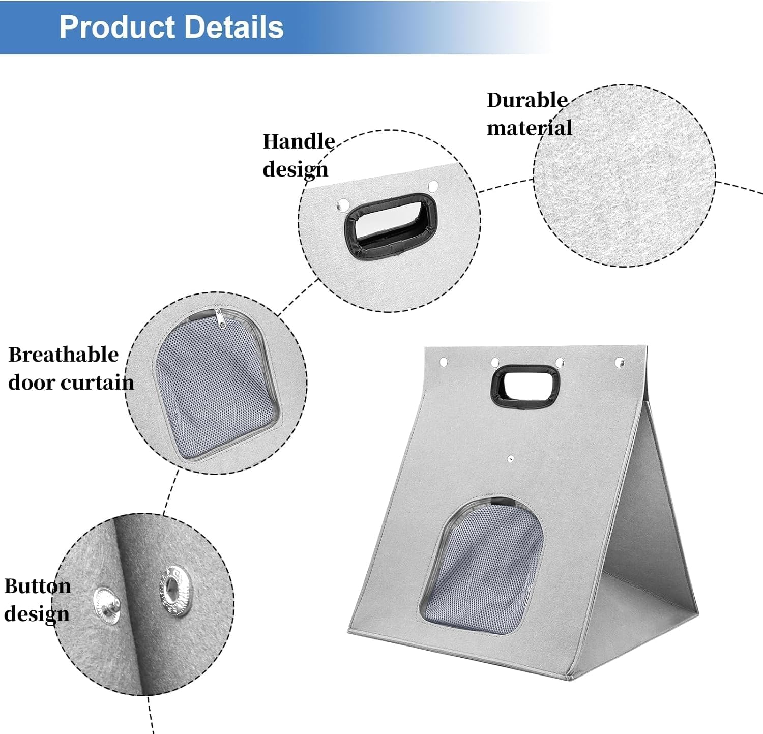 سرير قطط، عش قطط من اللباد، منزل قطط قابل للطي 3 في 1 للاستخدام الداخلي والخارجي، منزل صغير للقطط مع وسادة قابلة للازالة والغسل، مناسب للقطط والكلاب والحيوانات الاليفة