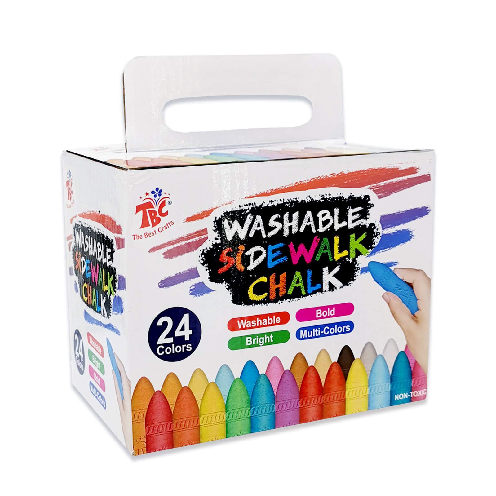 Jumbo Pavement Chalks 24pcs Washable Outdoor Chunky Chalk for Sidewalk Giant Chalk Set Non-Toxic for Street Yard Games Drawing Painting on Blackboard Chalkboard Playground