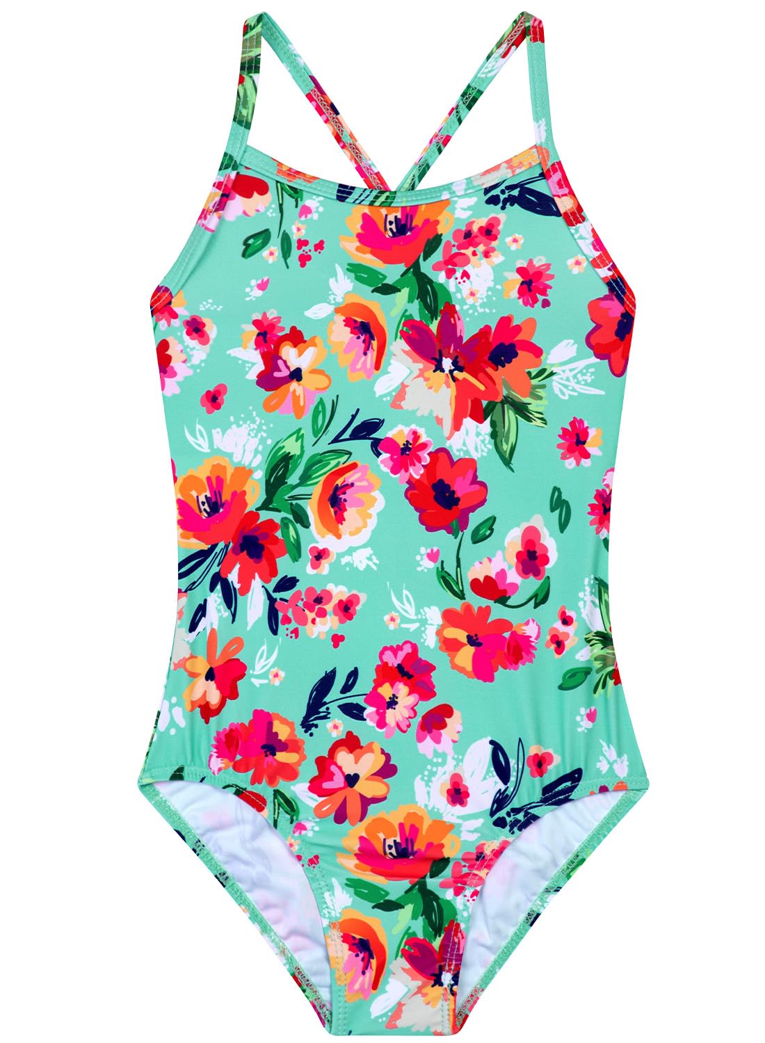 Girls One Piece Swimsuits Summer UPF 50+ Quick Dry Beach Bathing Suit Cross Shoulder Strap Swimwear 2-10 Years