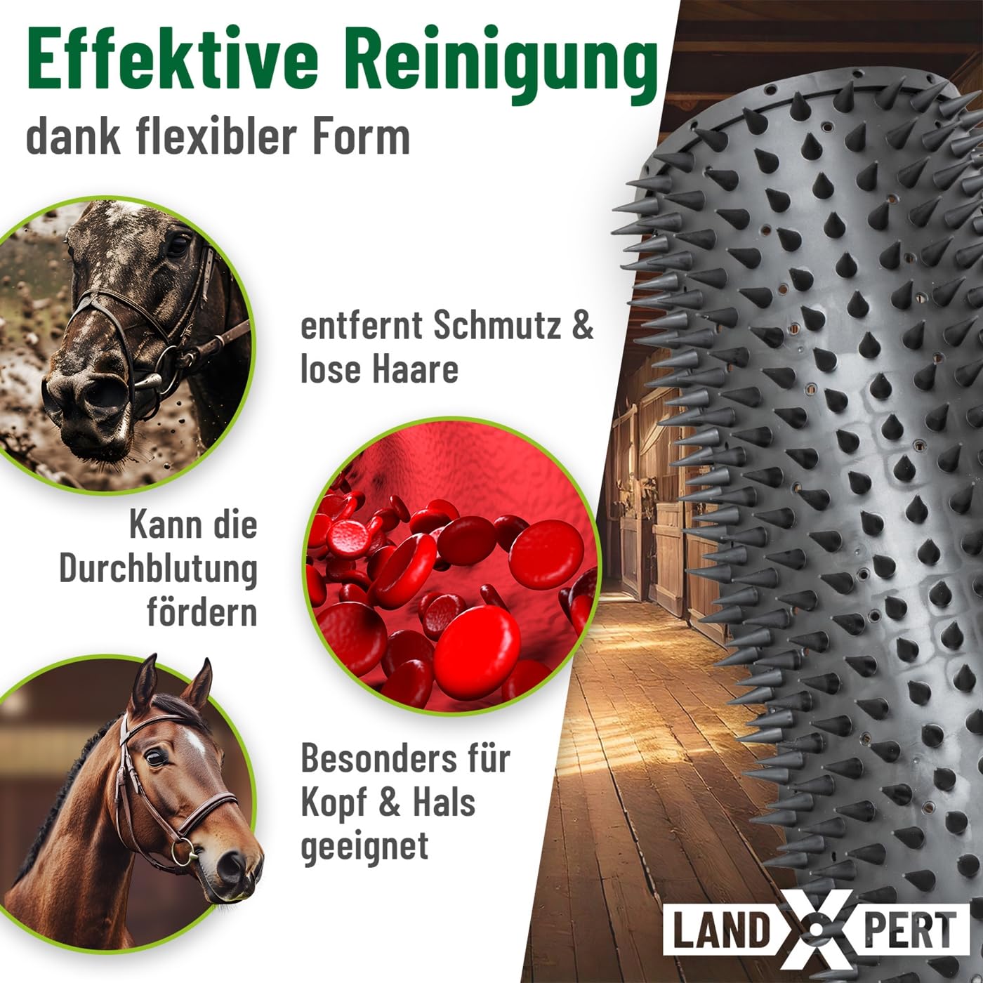 Gummi Kratzmatte Enno 42x33,5x2,4cm schwarz für Pferde Rinder Fellpflege Kratzhilfe Gummimatte
