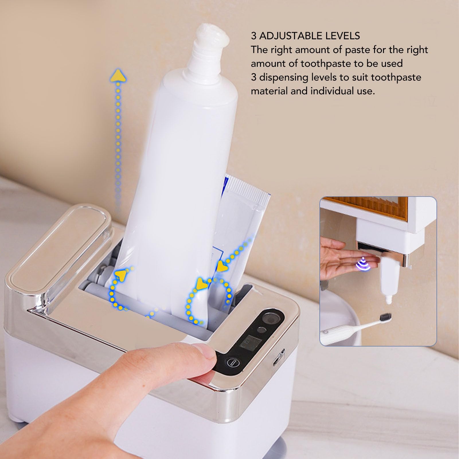 Dispenser Automatico di Dentifricio Macchina Elettrica Completamente Automatica per Dentifricio con Sensore Montato per Casa Pigra, Rilevatore di Erogazione Spremitubi a Parete