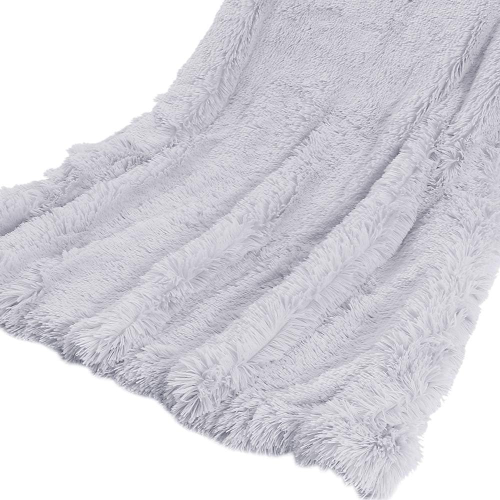 HeroTree Soft Long Shaggy Throw Blanket Faux Fur Warm Elegant Sofa Double King Bed Double-Sided Plush Blanket,Double Blanket,Blanket for Winter Warm,Bed Supplies 130 * 160cm (Grey)