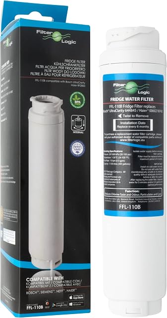 FilterLogic FFL-110B Water Filter Compatible with UltraClarity 00740560 , 740560 / 644845 for BOSCH SIEMENS Neff Gaggenau Miele / HAIER 0060820860 RF-2800-13 / SUPCO WF299 / Ultra Clarity refrigerator