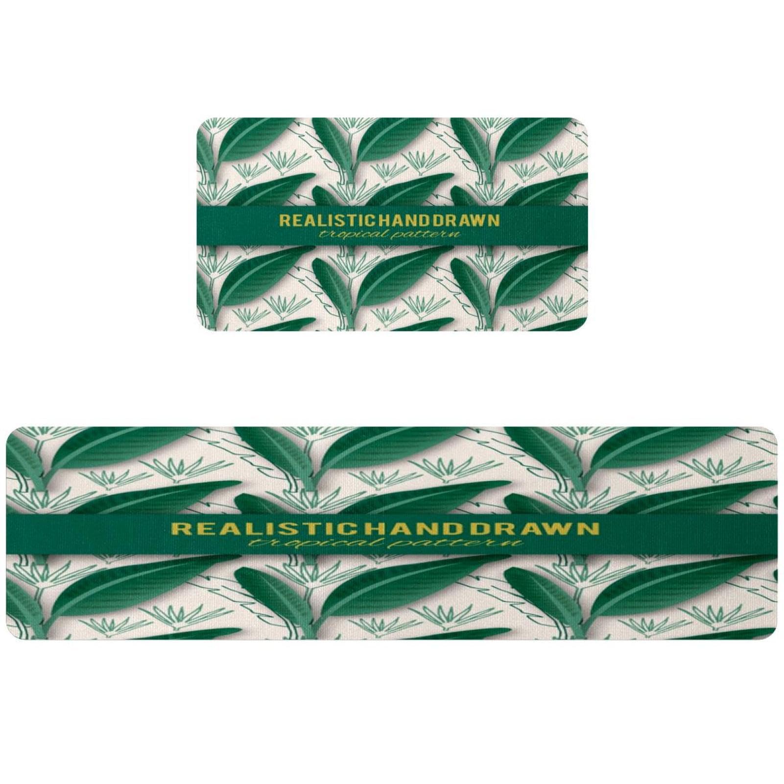 Alfombrillas de cocina antideslizantes lavables VAPOKF con patrón tropical absorbente