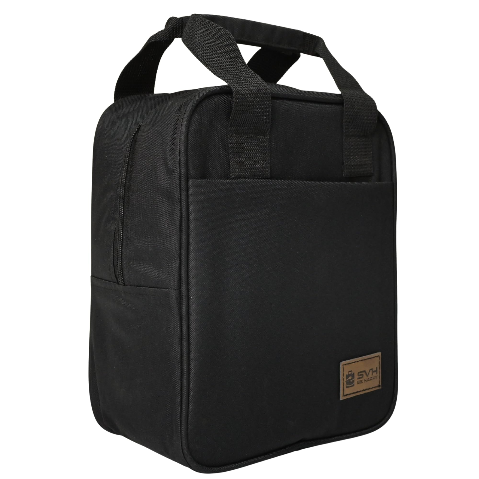 SVH Insulated Lunch Bag | Leak Proof Food Safe Interior | Durable Zipper & Strong Handle Portable Tiffin Carry Bag for Office, School & Travel (Black)