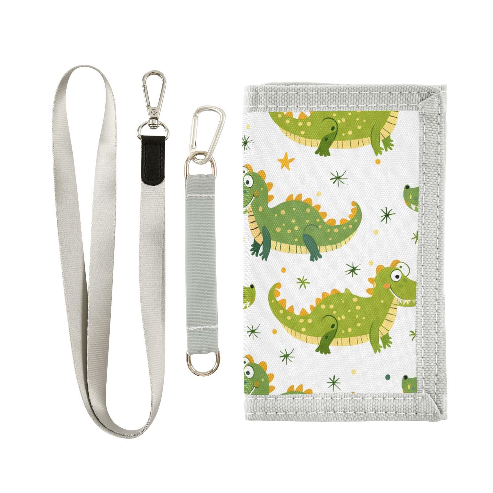 zyrtty Kids Wallets for Boys Girls Ages 4-18 Trifold, Cute Crocodile Cartoon Wild Animals Wallet with Zippered Coin Pocket and Card Holders, Novelty Wallet for Childrens Birthday Gifts
