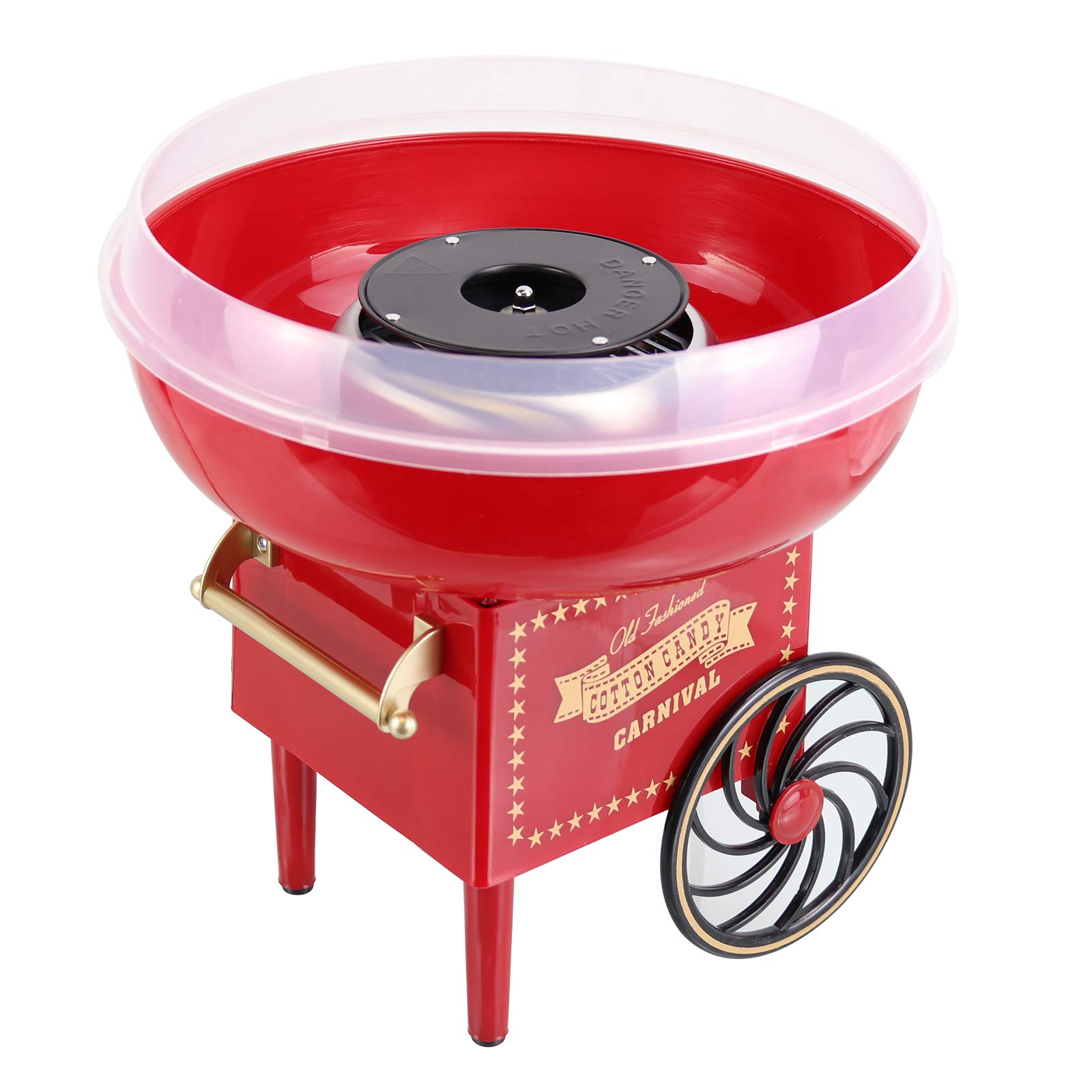 Newthinking Cotton Candy Machine, Professional Cotton Candy Floss Maker with Stainless Steel Bottom Groove and Ceramic Heating Tube Electric Cotton Candy Maker (Red)