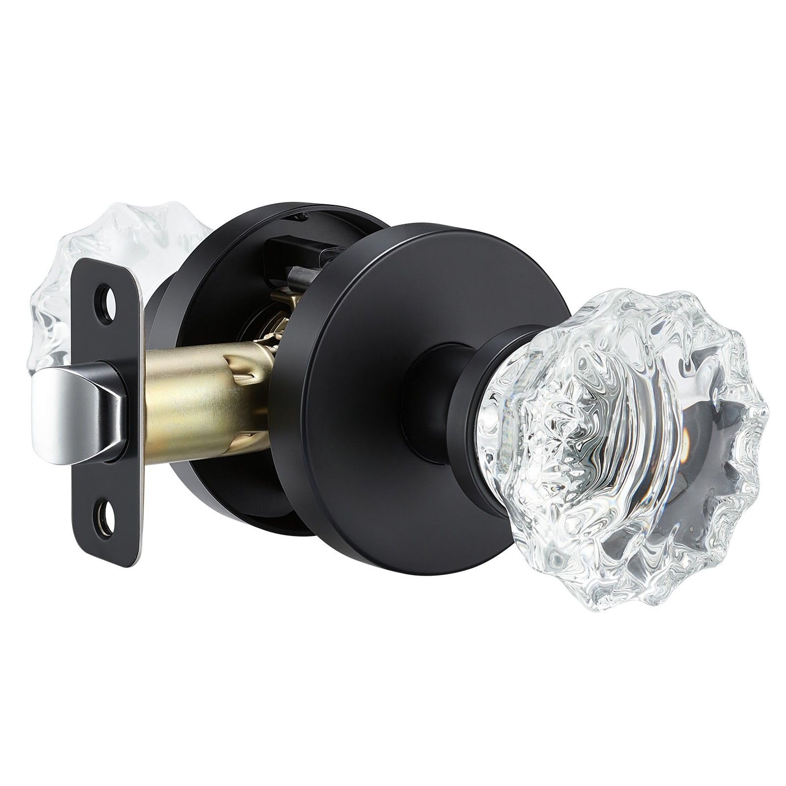 Black Crystal Door Knobs - 2 Pack Dummy Knobs -12