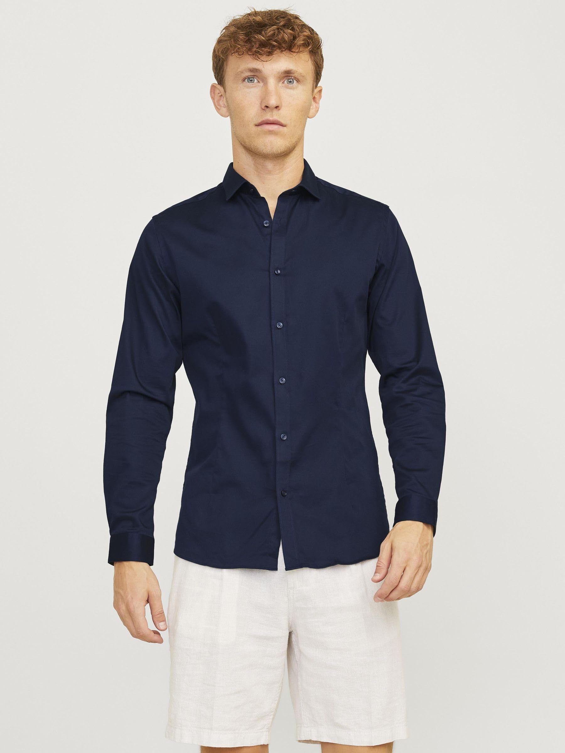 JACK & JONES Koszula męska Super Slim Fit, Niebieski (Navy Blazer), S