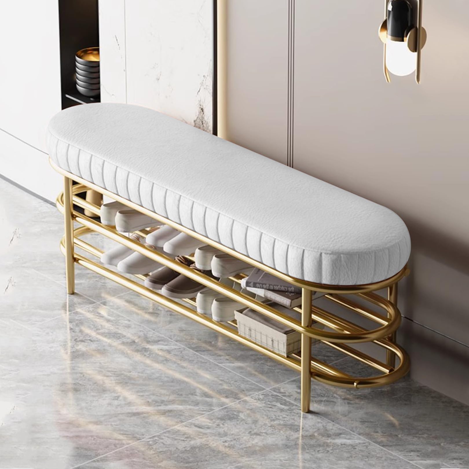 Banc d'entrée moderne 89 cm idéal pour aménager un hall accueillant et ordonné