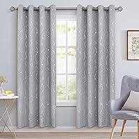 Vista 97 de BGment Room Darkening Curtains 95 Inches Long, Grommet Thermal Insulated Blackout Curtains with Wave Line and Dots Printed for Bedroom, 2 Panels