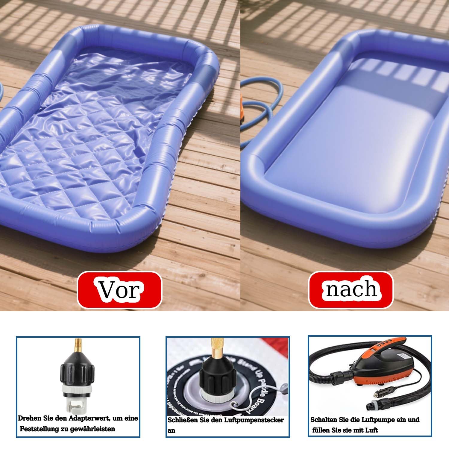 Adaptateur de Pompe Sup Gonflable, Adaptateur de Valve Sup avec 9 Buses, Adaptateur de Pompe air pour Planches pagaie, canoës, Bateaux gonflables, Kayaks, Lits gonflables, etc.