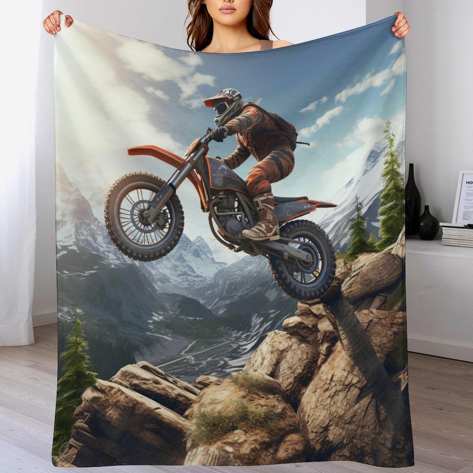 Couverture motocross plaid polaire doux et chaud contre le froid hivernal