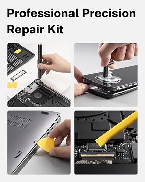 HOTO Precision Screwdriver Set, 110 Upright Workpad, Mini Electric Screwdriver with Charging Dock, 0.05/0.2 Nm Torque, LED Light, 26 Bits and 10 Repair Tools for Electronics, Phones, Laptops