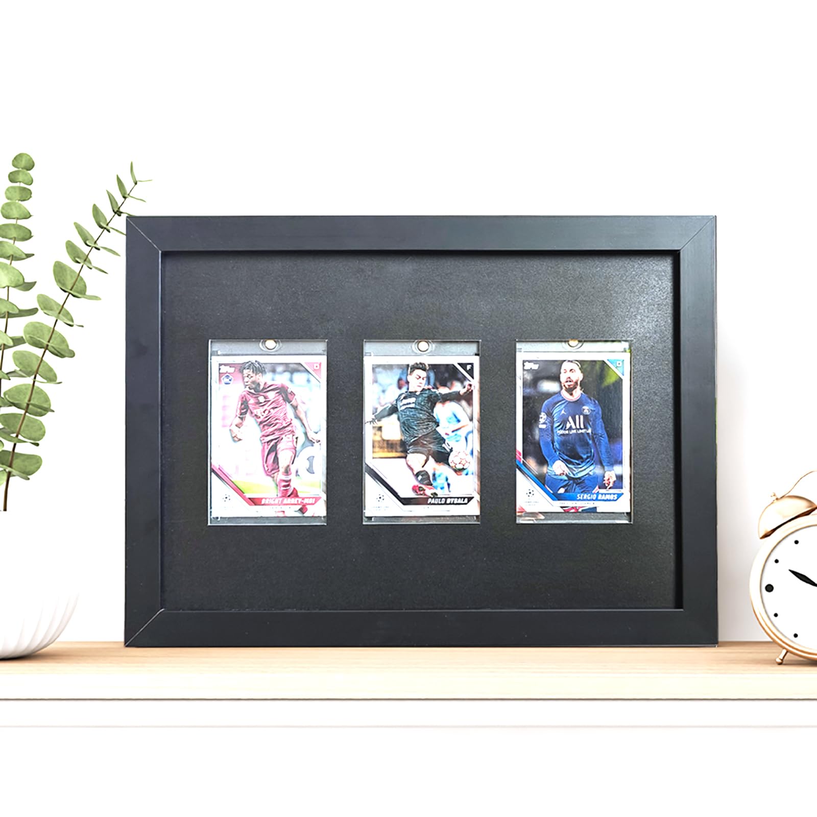 12.8"x9.4"Card Display Case,Sports Card Display,Baseball Card Display,Wood HD Glass 3 Graded Card Display Case,for,Sports,Baseball,Basketball,Hockey(Black) - Image 2