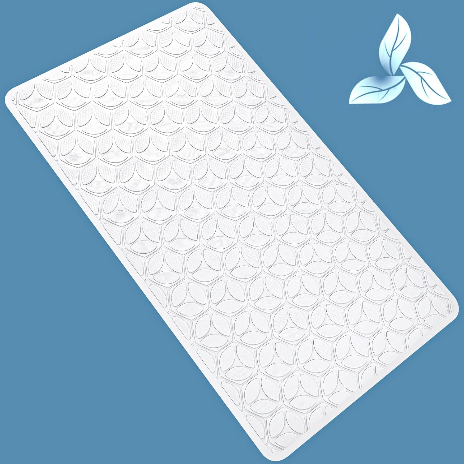 Non Slip Bathtub Mat | Real Rubber Bath Mat for Tub and Shower, Shower Mat for Daily Safety, Pet Dog Mat, Soft No-Slip Bath Mat | Nonskid Bathroom Tub Mat, 16” x 28”（White）