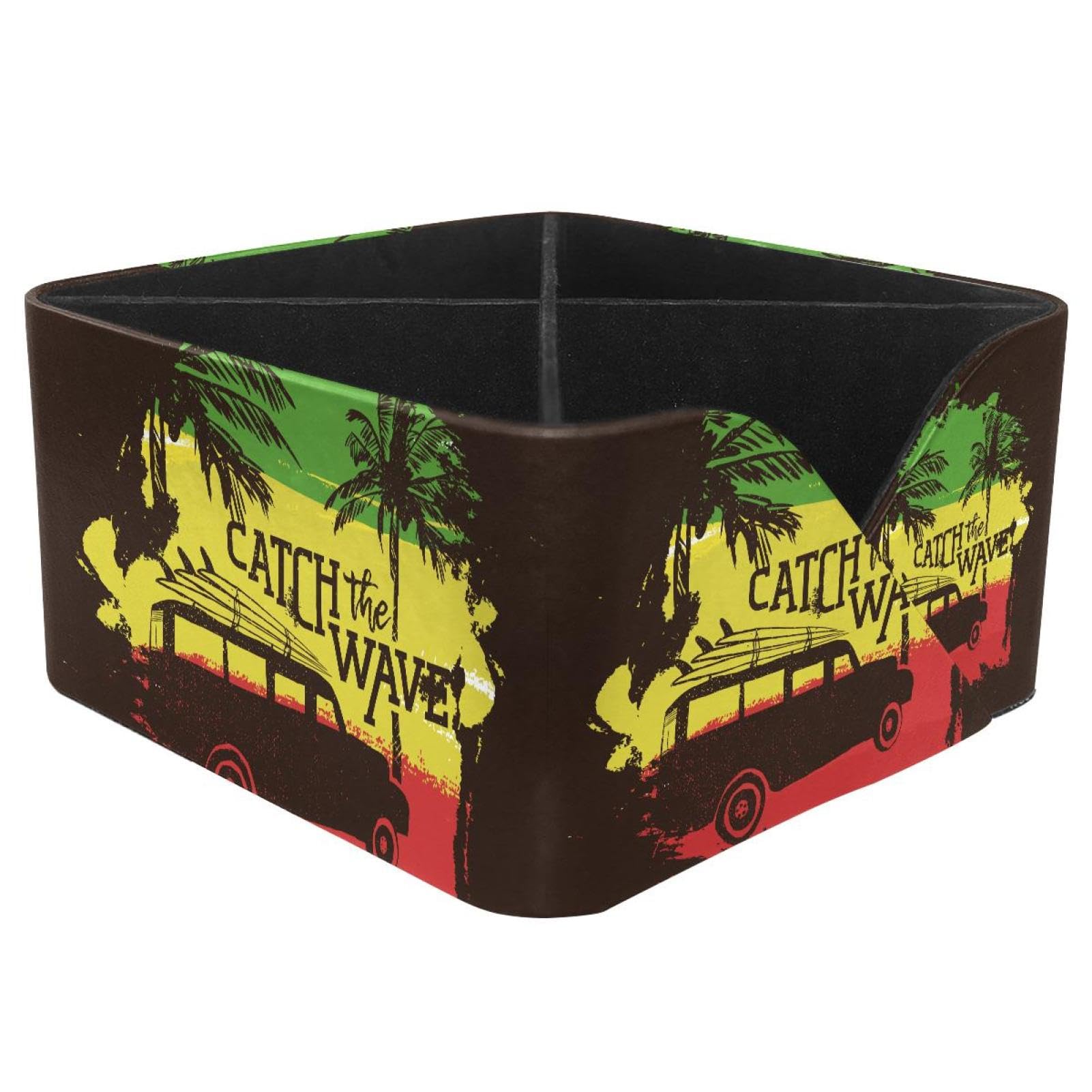 KengjuTesu Summer Car Surf Boards Tropical Beach Coast Desktop Organizer Pen Holder, Rectangular Pencil Cup for Office, Study and Makeup Stations
