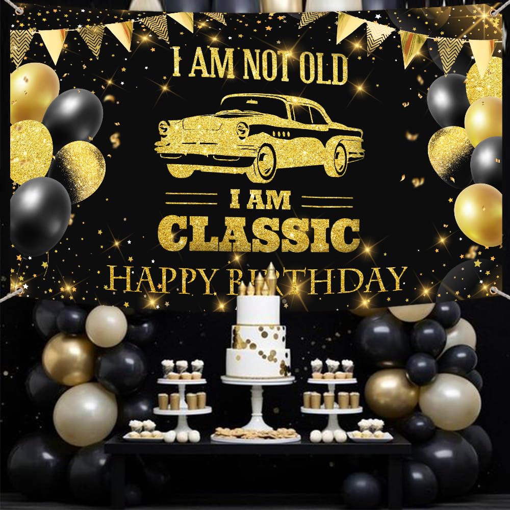 Happy 10th Anniversary Backdrop Boys Girls 10 Years Birthday Party Black And Gold Cake Table Decorations Banner Photo Background - 15 - View #8