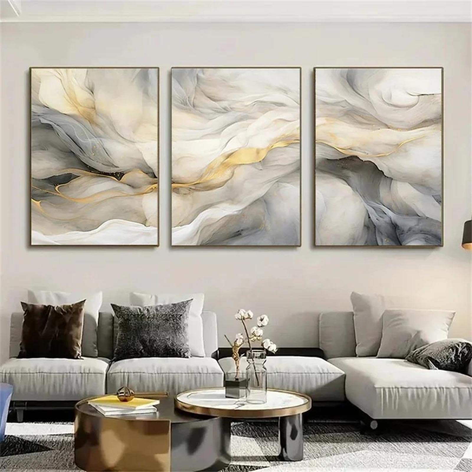 Baibexing Abstract Golden Marble Wall Art Canvas Painting Nordic Posters And Prints Wall Pictures Modern Living Room Home Decor 21X30Cmx3Pcs Unframed