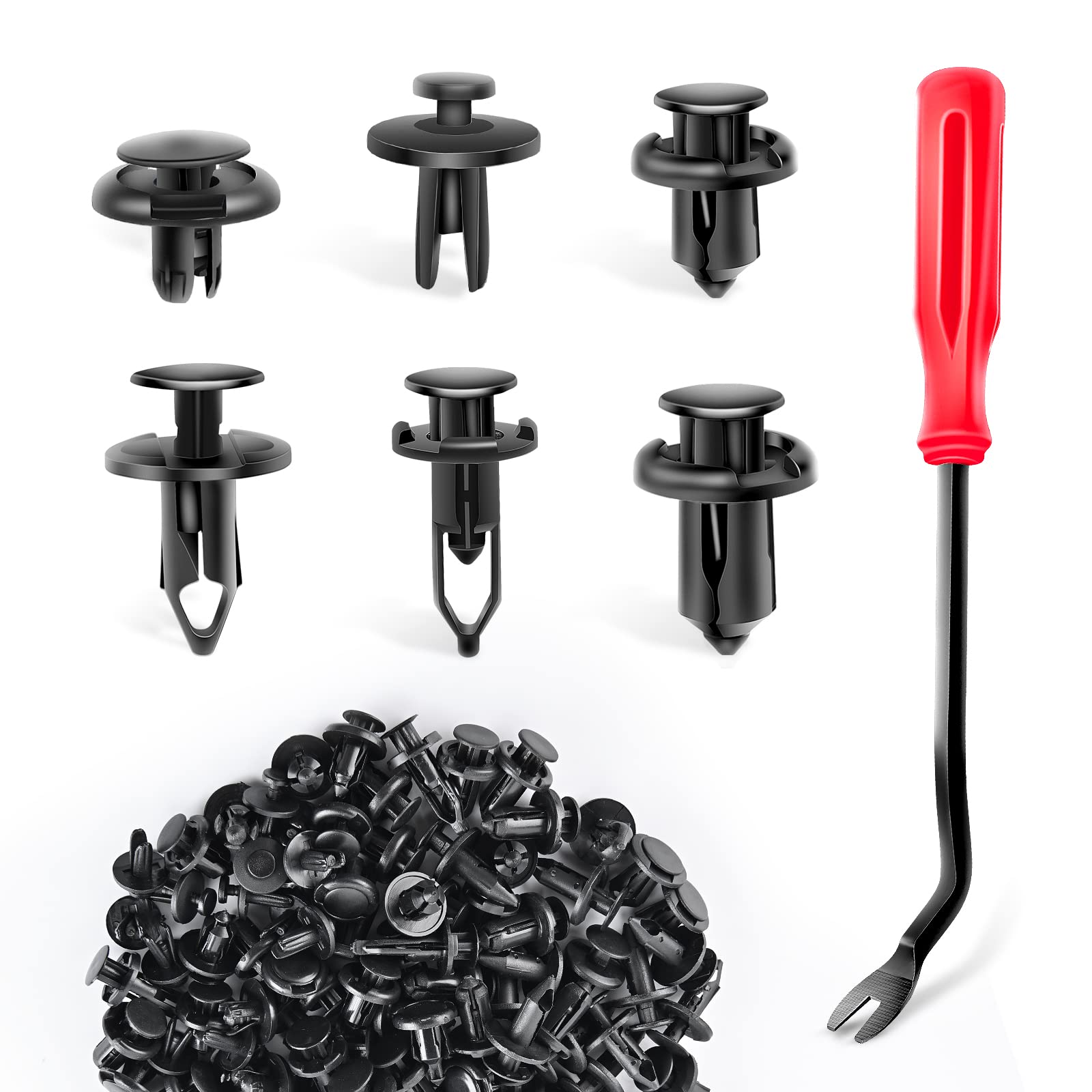 Yesker 240 PCS Bumper Clips Car Push Retainer Clips with 1 PCS Fastener Remover, Automotive Body Parts & Trim Panel Clips - 6.3mm 8mm 9mm 10mm Expansion Screws Replacement Kit