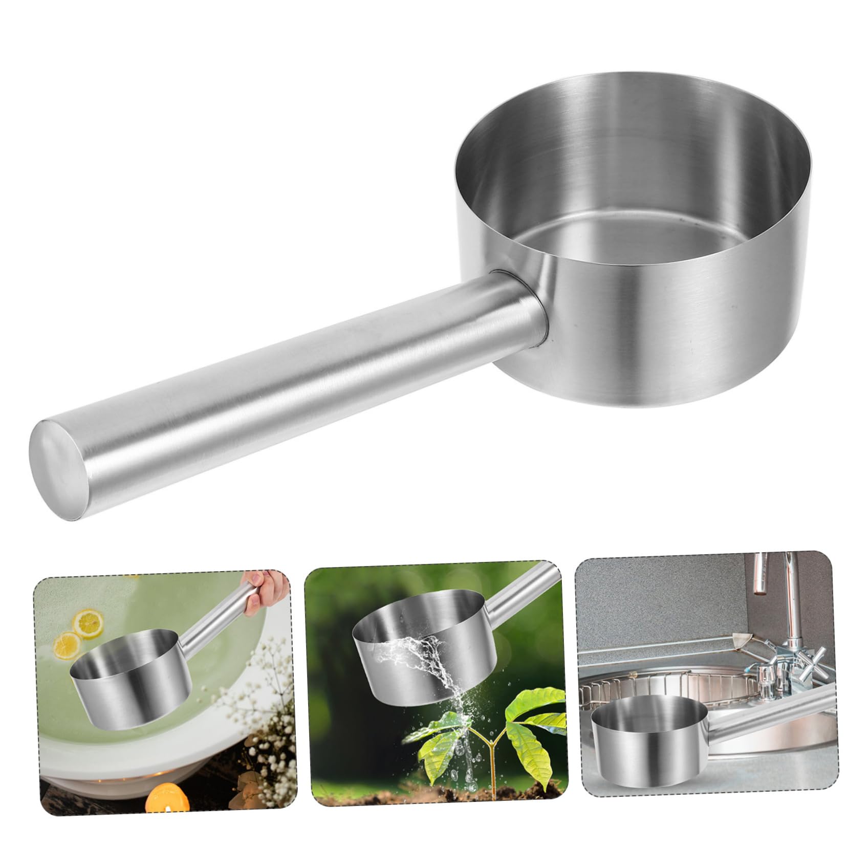 Louche Acier Inoxydable Avec Manche Louche à Eau Pour Arroser Les Plantes Et Cuisiner Cuillère à Soupe à Fond Plat Pour Cuisine Jardinage