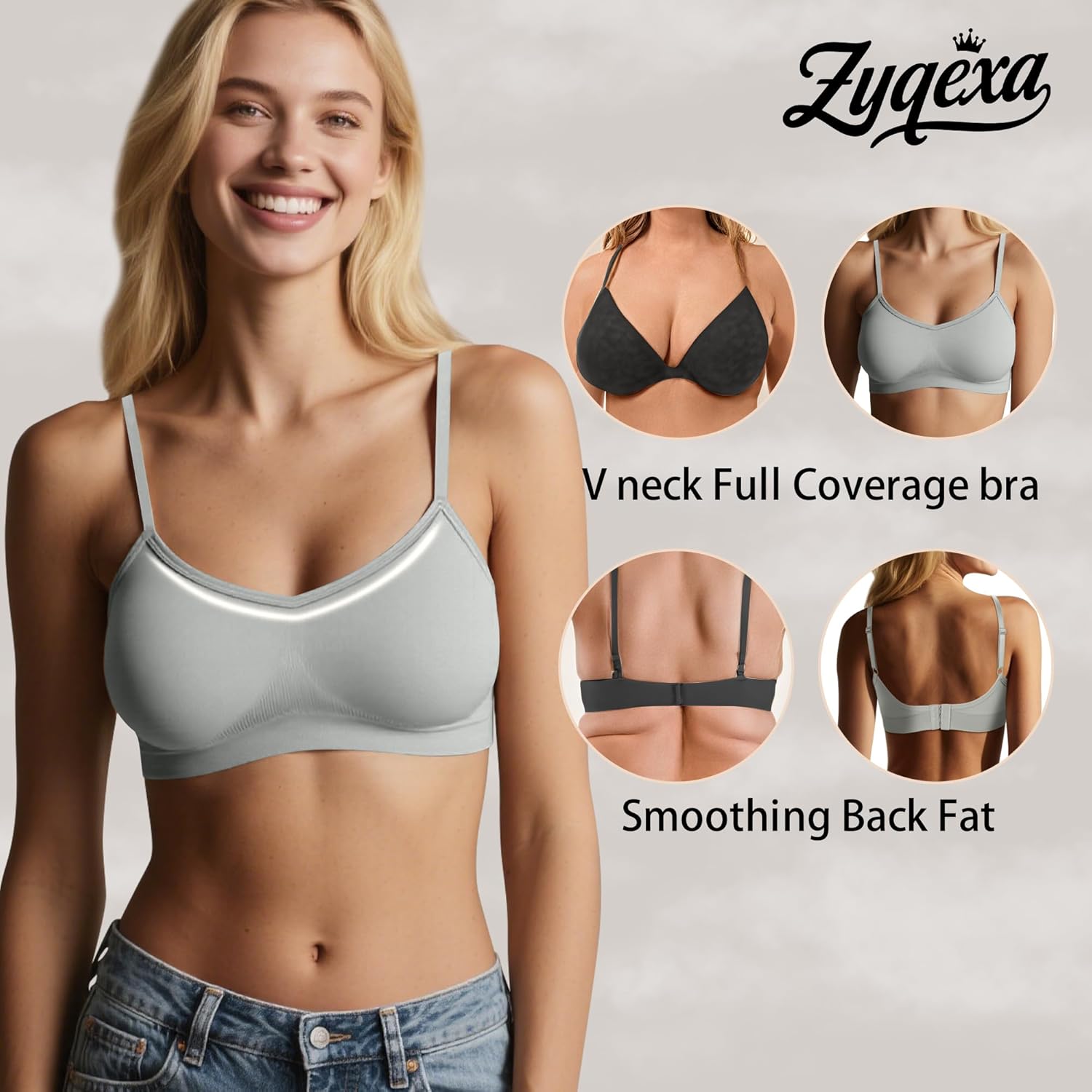 3 Pieces Sports Bras for Women - Wireless Padded Bralette Women's Seamless Bras Comfy Cami Bra Pack Yoga Sleep - Image 7