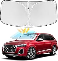 Vista 56 de Parasol de 4 capas para parabrisas, ajuste personalizado, tela 240T, parasol retráctil que bloquea los rayos ultravioletas, accesorios para automóvil