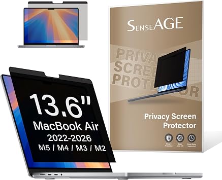 SenseAGE Magnetic Privacy Screen Filter for MacBook Air 13.6 inch 2022-2025, M2, M3, M4, Removable Laptop Privacy Screen Protector, Anti-Blue Light Glare, Compatible with MacBook Air 13.6"