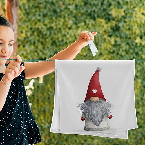 Miniatura 2 de Vdsrup Juego de 2 toallas de baño de mano de gnomo de Navidad con copos de nieve de invierno, toallas de baño pequeñas, toallas suaves para la cara
