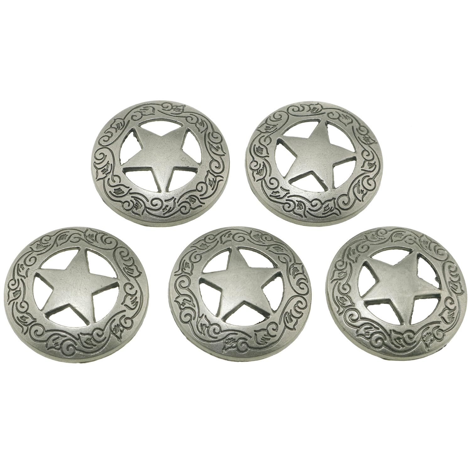 Amazon.co.jp: FMHXG 星彫りコンチョ 5個 1-1/8インチ (29mm) シルバー 