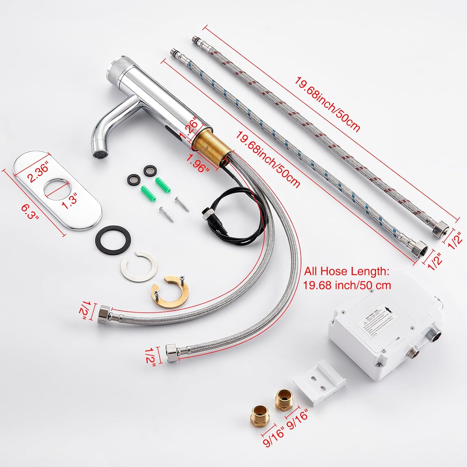 Touchless Bathroom Faucet with Automatic Sensor Function, Bathroom Sink Faucet with Hole Cover Plate, Countertop Temperature Adjustment, Chrome - Image 5