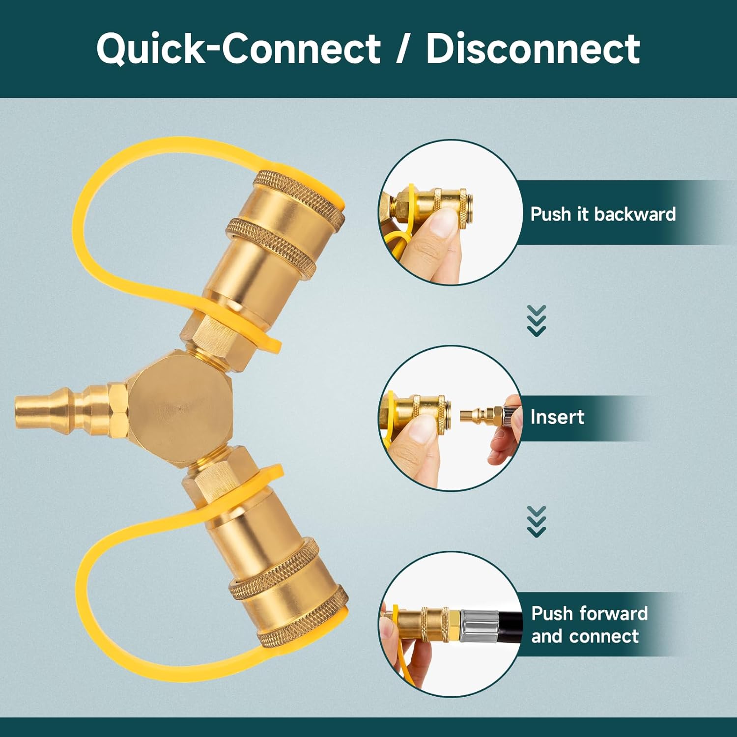 GASPRO 1/4" RV Propane Quick Connect Y Splitter for RV, Comes with 12ft RV Propane Quick Connect Hose