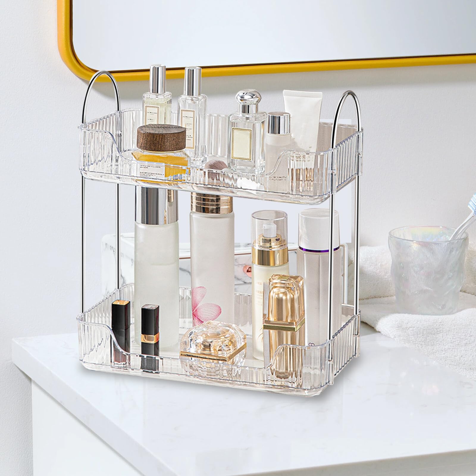 ROWNYEON Organizzatore rotante a 360°, organizer per trucchi e profumi per la cura della pelle, giostra per trucchi per bagno, comò, tavolo e scrivania