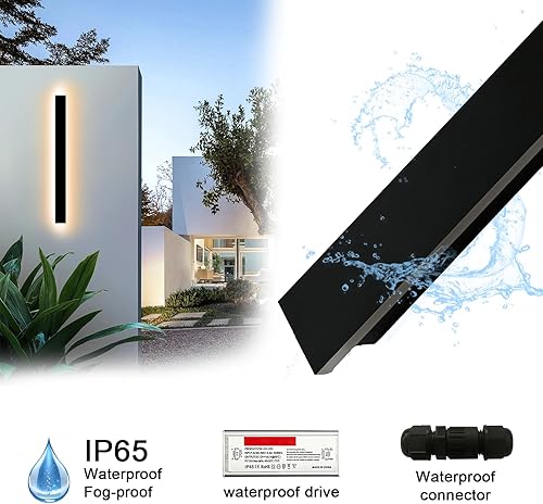 Miniatura 3 de SJIGUANGZ Luces de pared modernas para exteriores de 39 pulgadas, 3000K-6000K, aplique de pared para exteriores regulable con control remoto, IP65