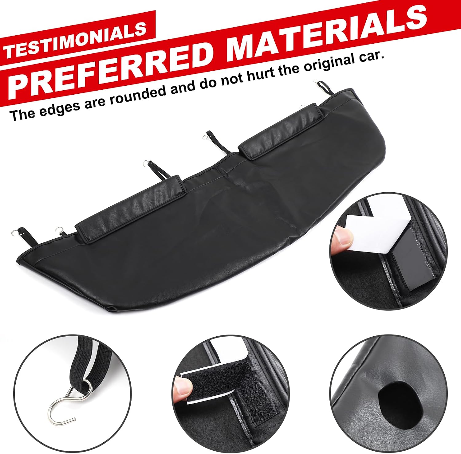Car Bonnet Mask Hood Bra Compatible with 2011-2019 Nissan Juke/ 2011-2019 Nissan Infiniti ESQ Accessories Black Front End Cover PU Leather Grain Front-end Coverage